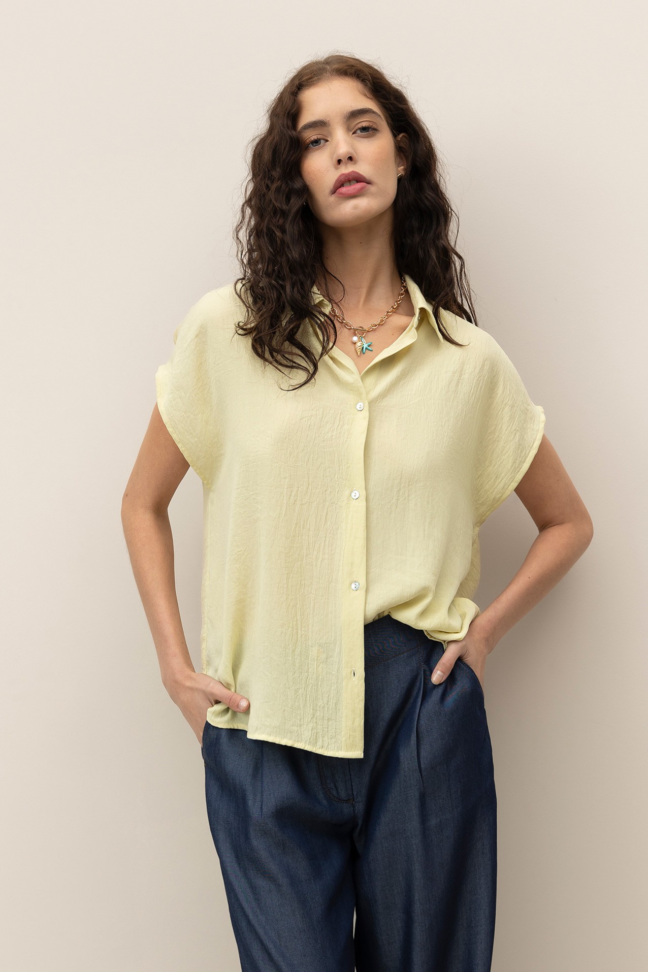 Camisa Relaxed Fit Wrinkled