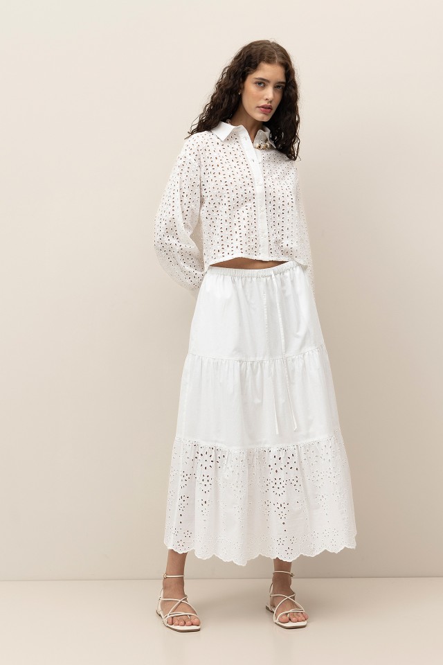 Falda Midi Bordado Ingls