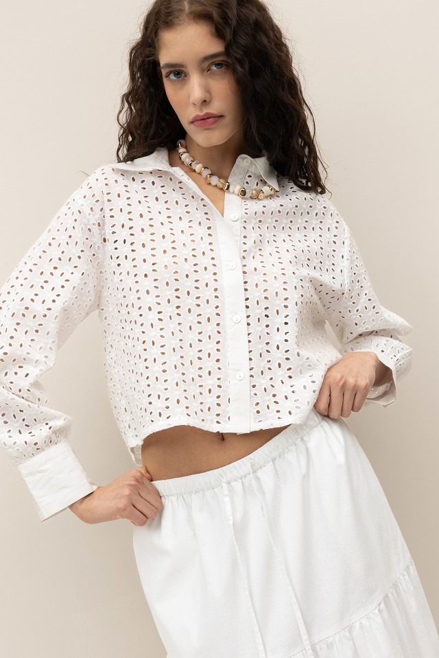 Relaxed Shirt with Broderie Anglaise