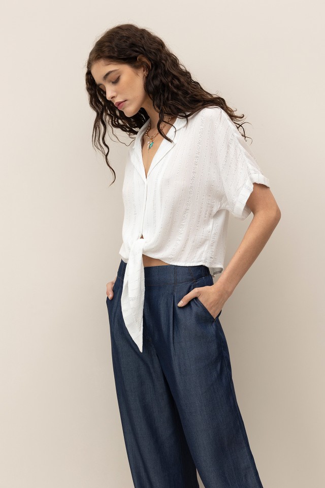 Camisa Cropped con Lazo