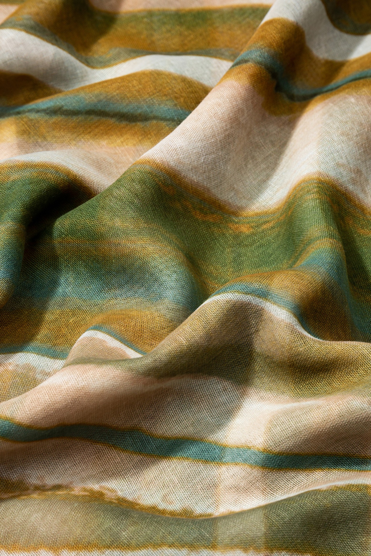 Printed Linen-Effect Scarf