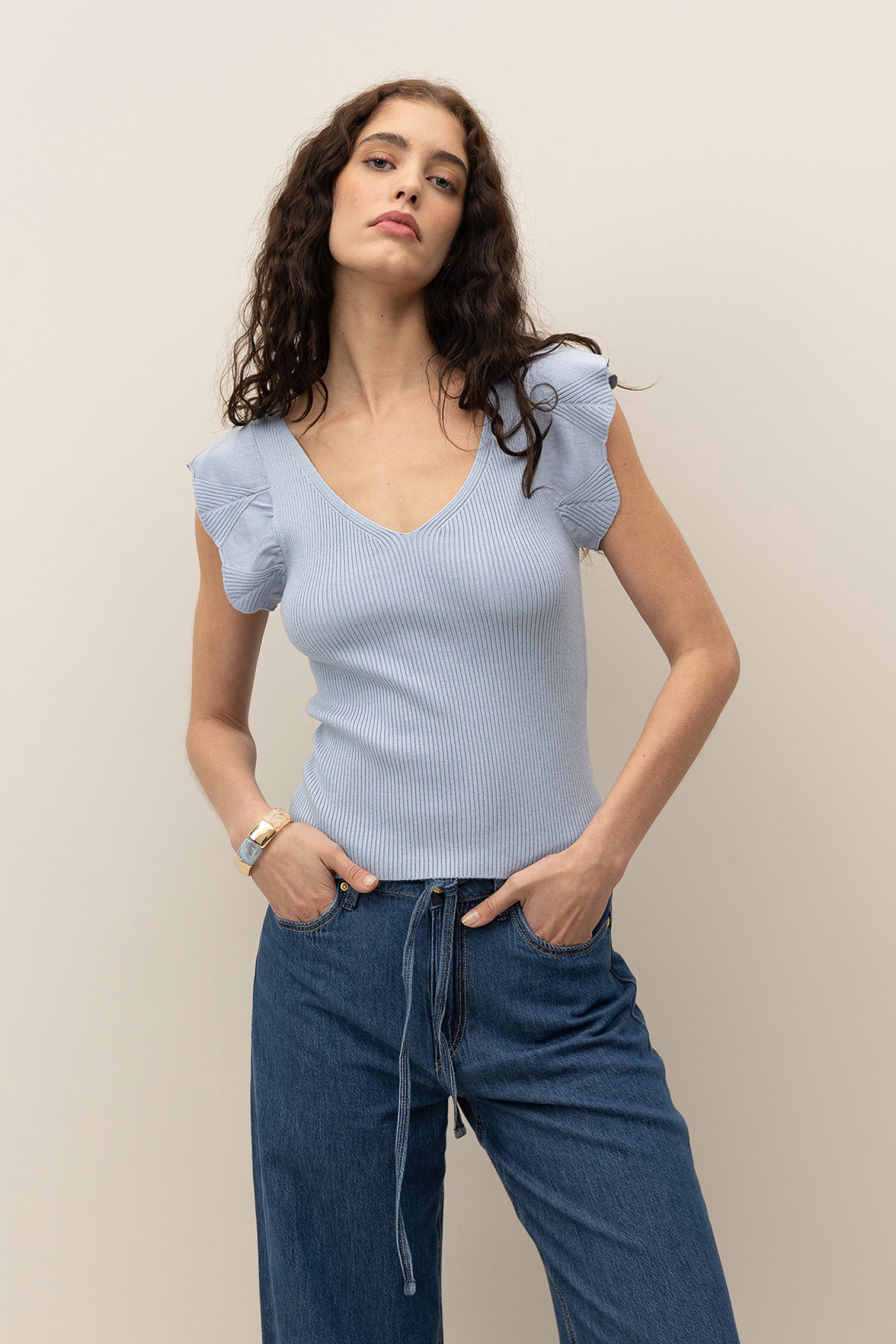 Super Slim Top with Ruffles