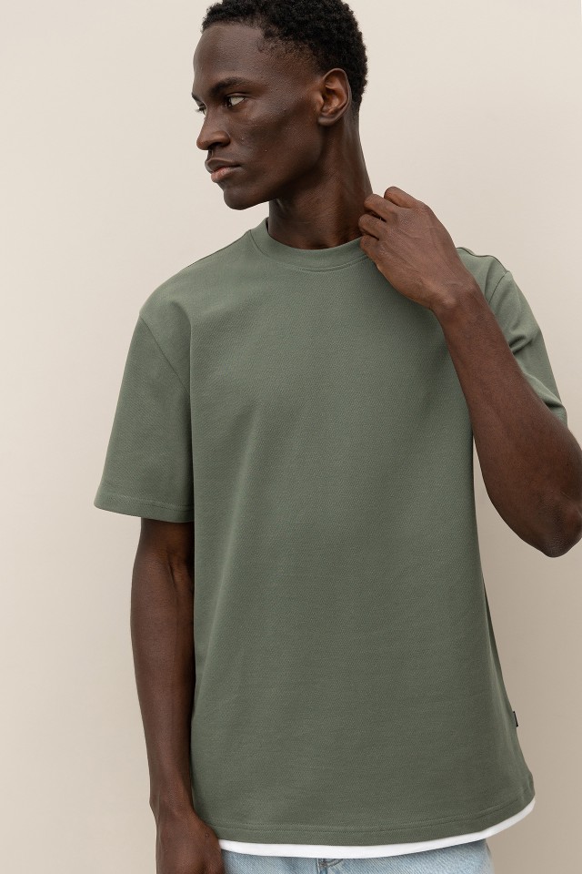 Piquet T-shirt with Combined Hem