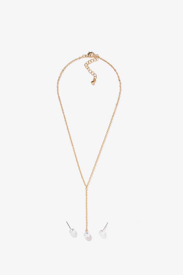Set de Collar y Pendientes con Efecto Perla