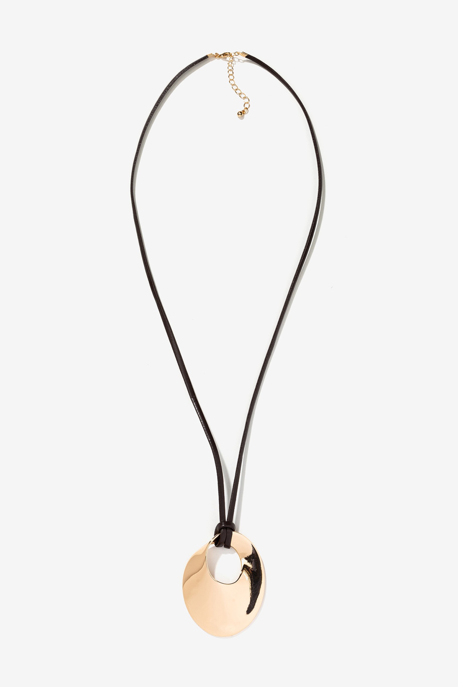 Long Necklace with Metallic Pendant