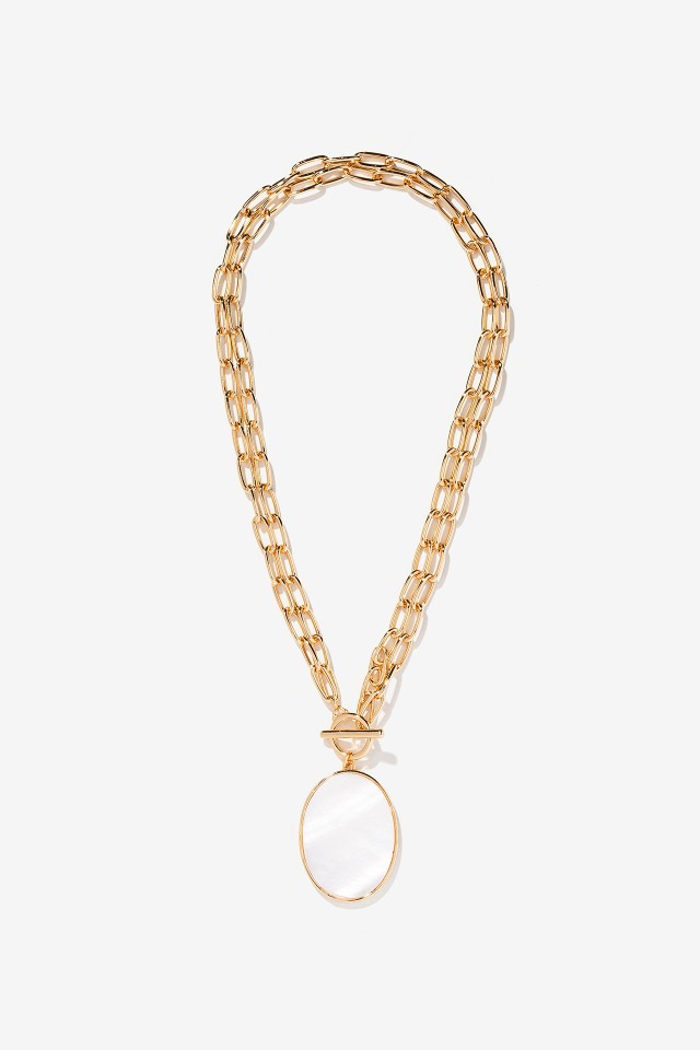 Double Necklace with Mother-of-Pearl Pendant
