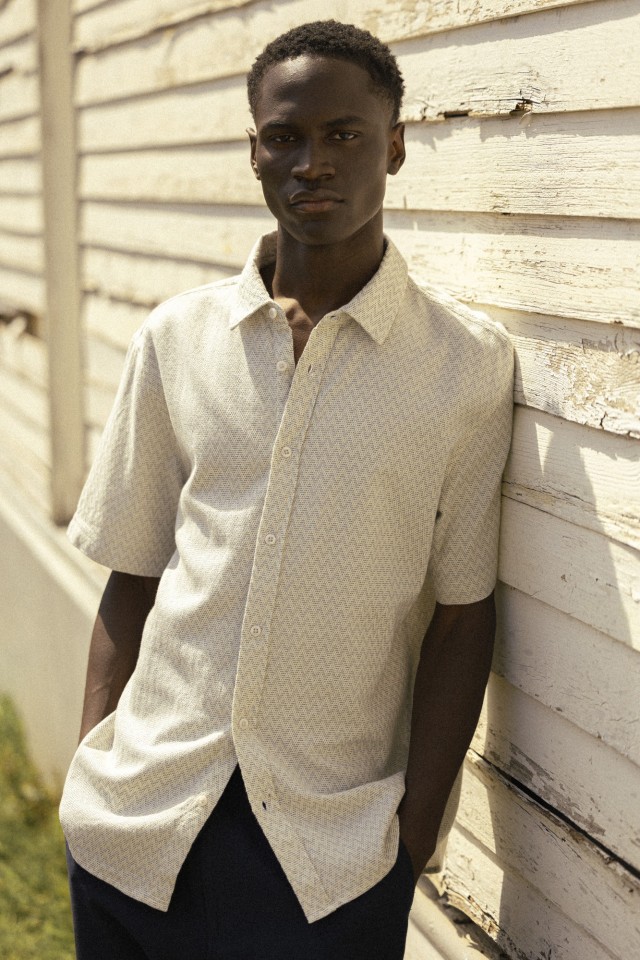 Relaxed Shirt with Zigzag Embroidery