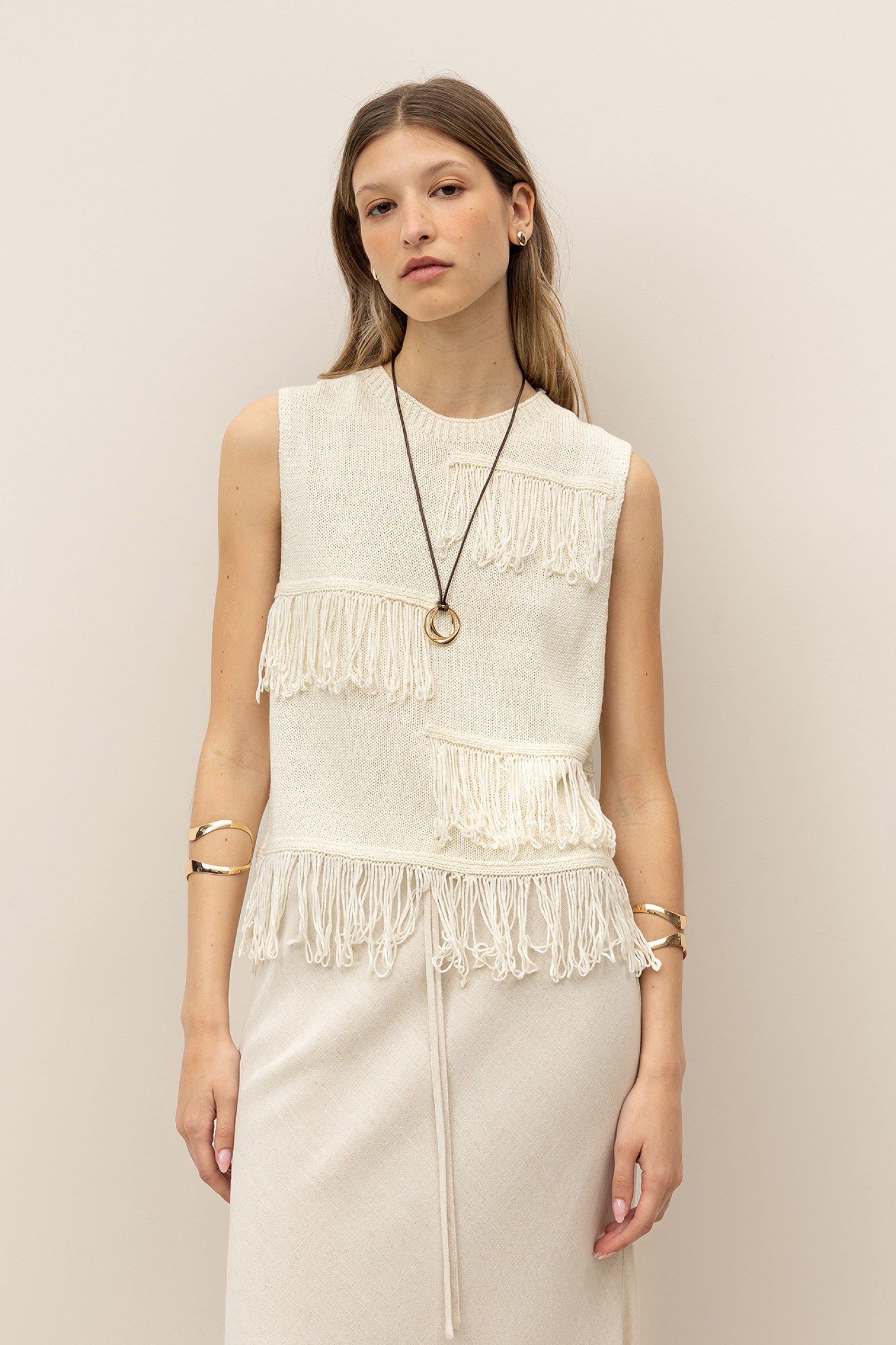 Fringed Knit Top