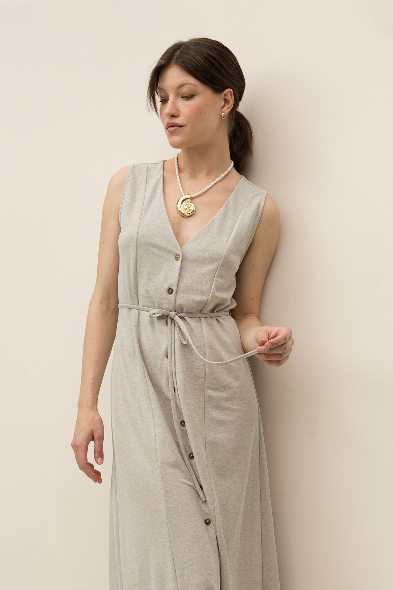 Vestido Midi com Cordo