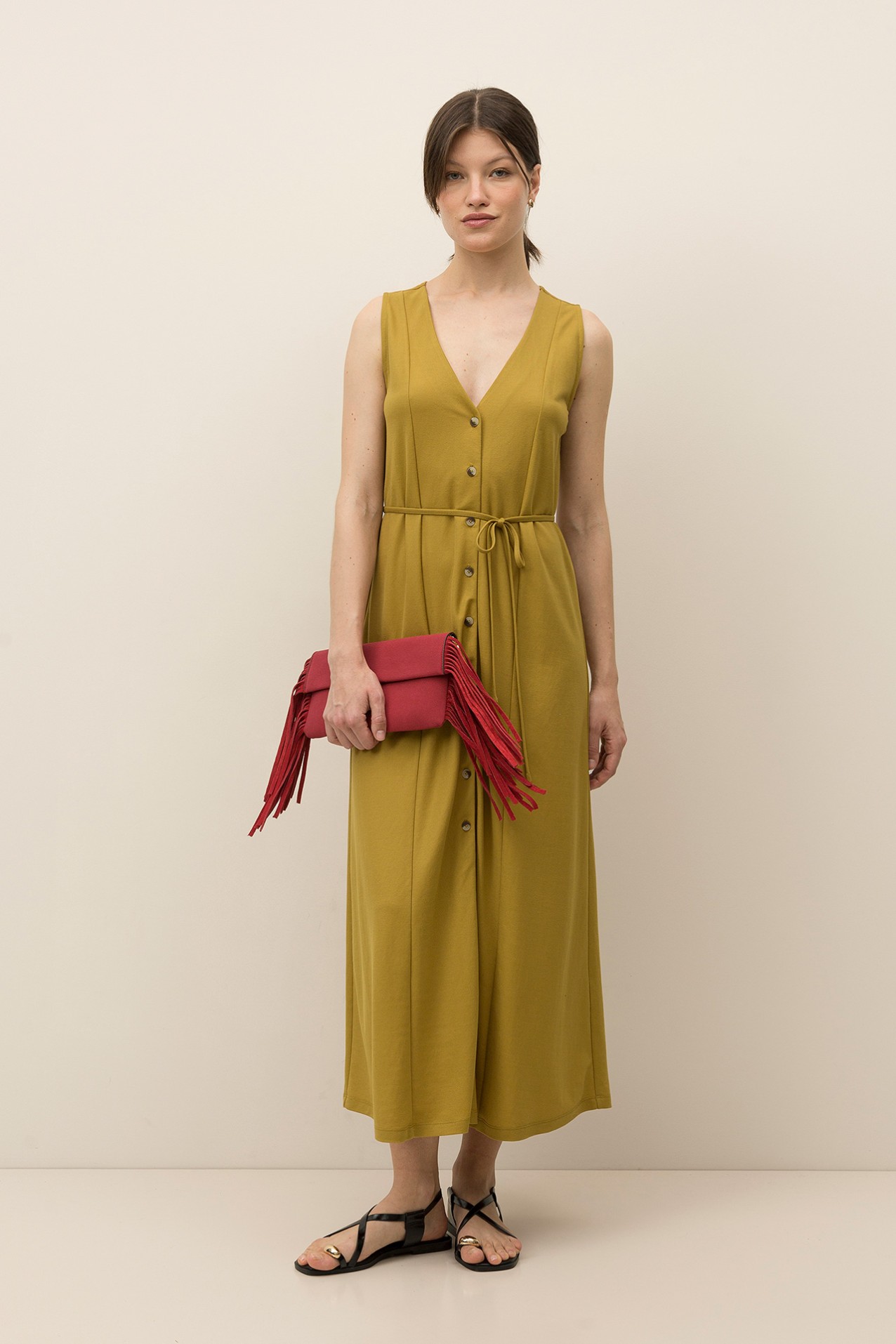 Vestido Midi com Cordo