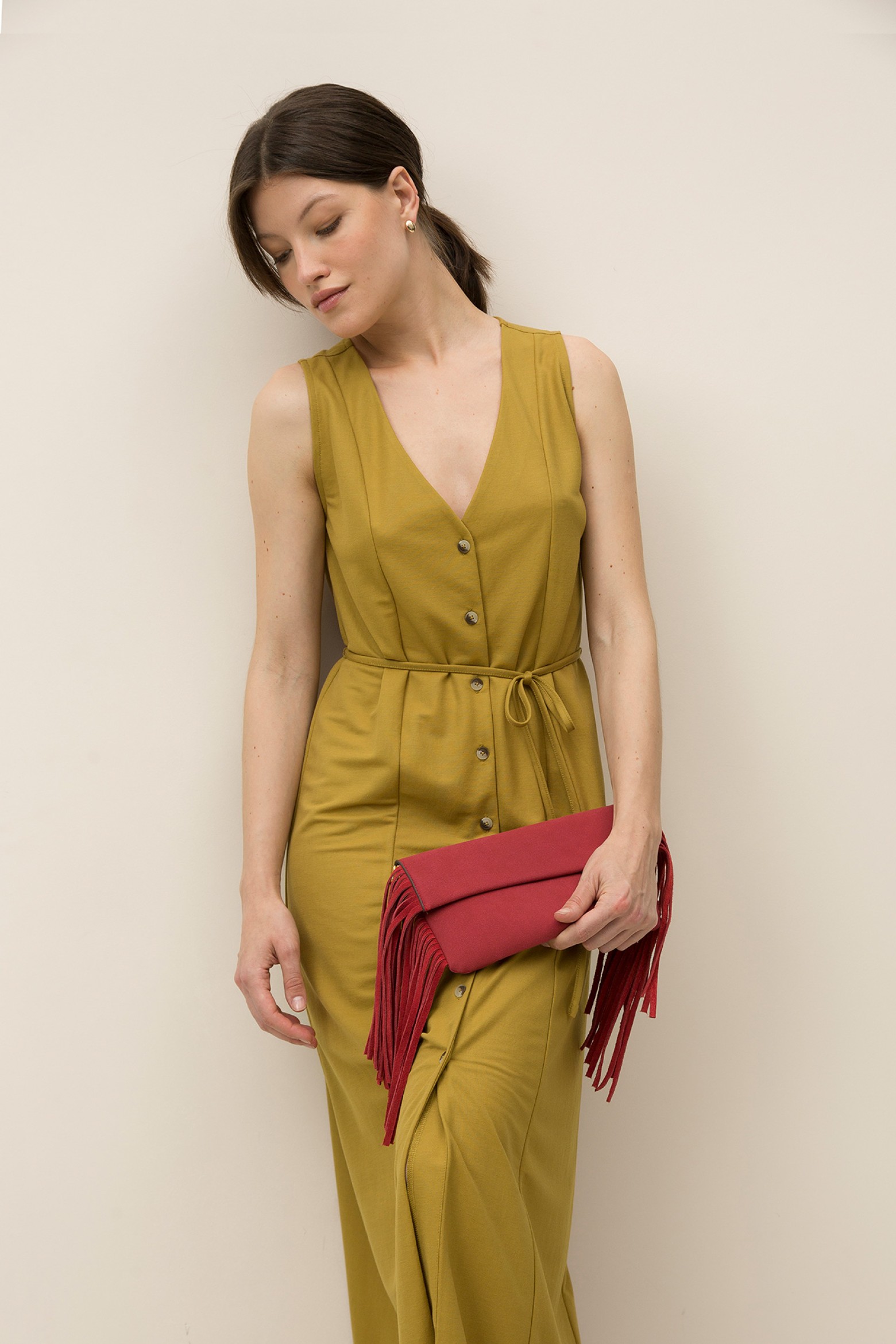 Midi Dress with Drawstring
