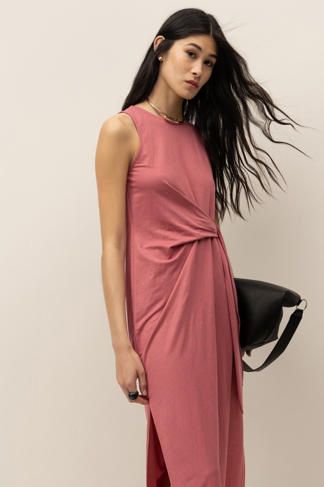 Midi Dress with Tied Waist