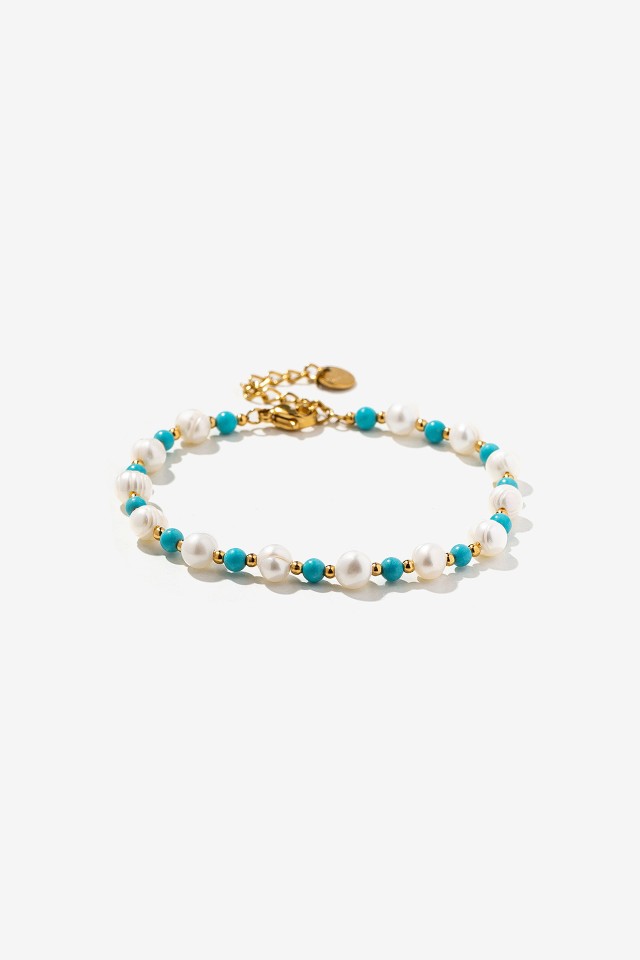 Steel Bracelet with Natural Beads