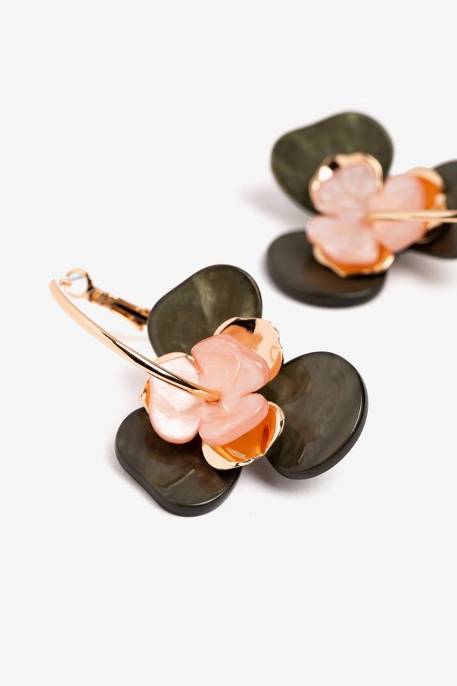 Argolas Pendente Florais Acrlicos
