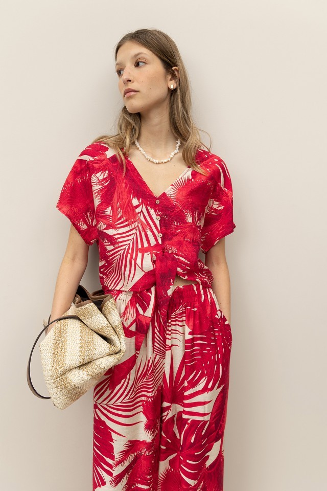 Printed Cropped Blouse