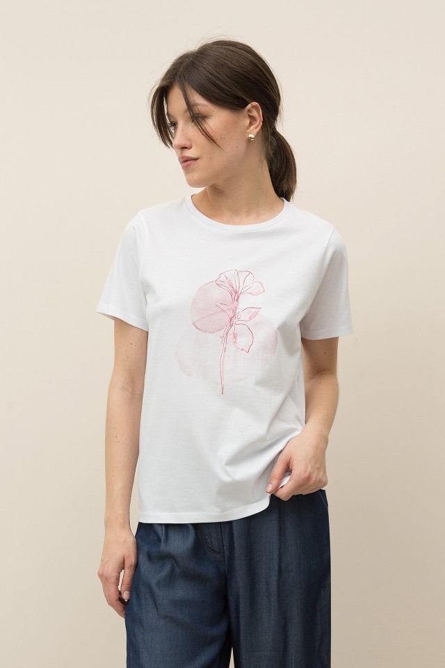 T-shirt Estampada com Lantejoulas