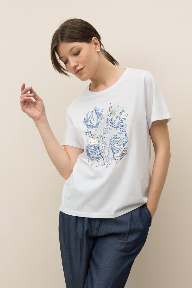 T-shirt Estampado Floral Bordado