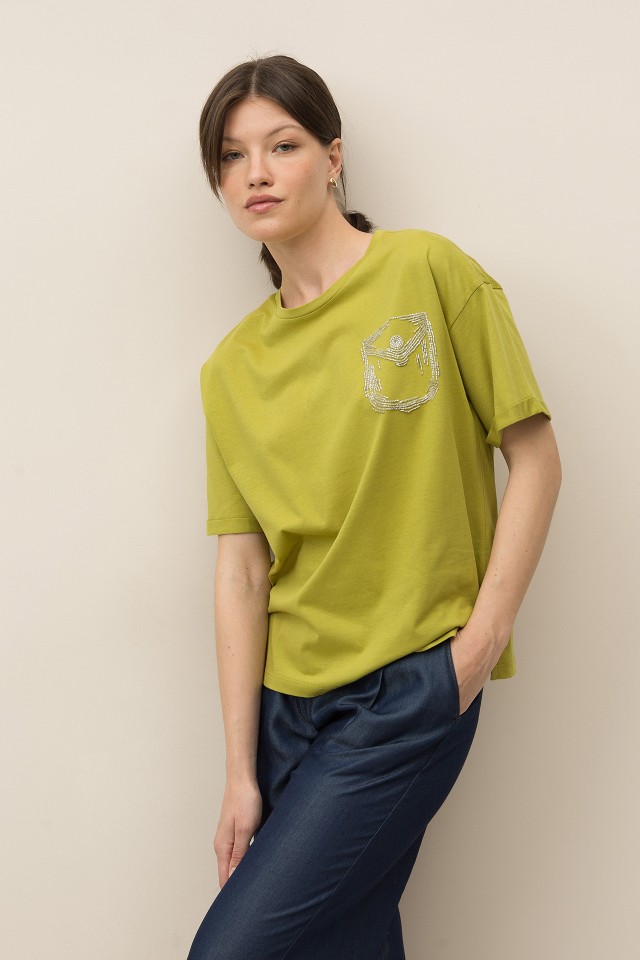 T-shirt with Embroidered Pocket