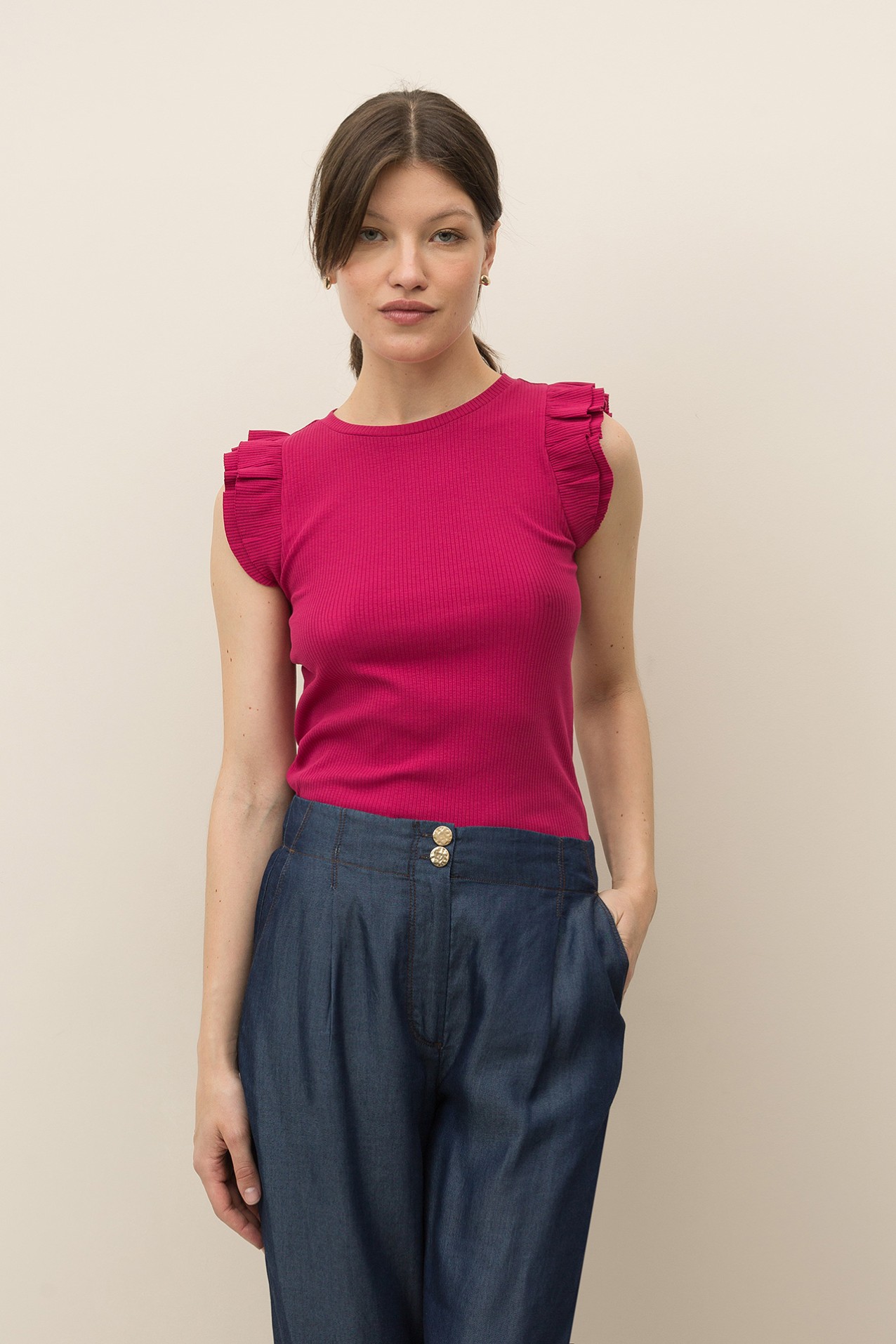 T-Shirt Canelada Folhos