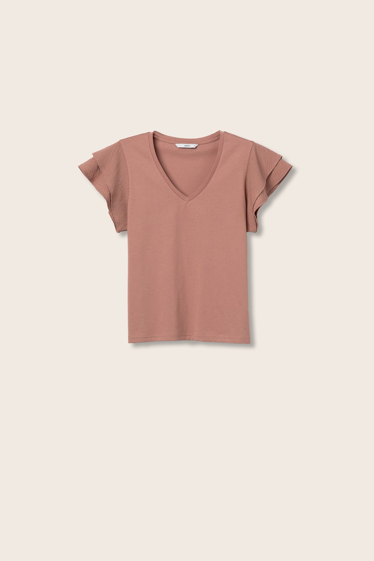 T-shirt com Folhos Texturizados