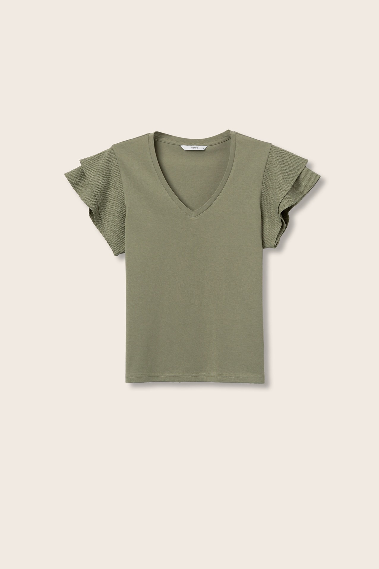 T-shirt com Folhos Texturizados