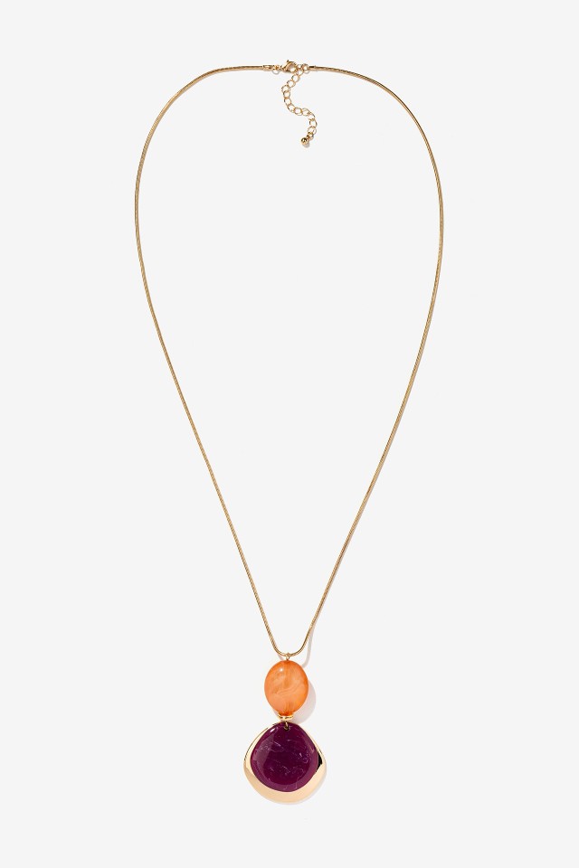 Colar Longo com Pendentes Bicolor