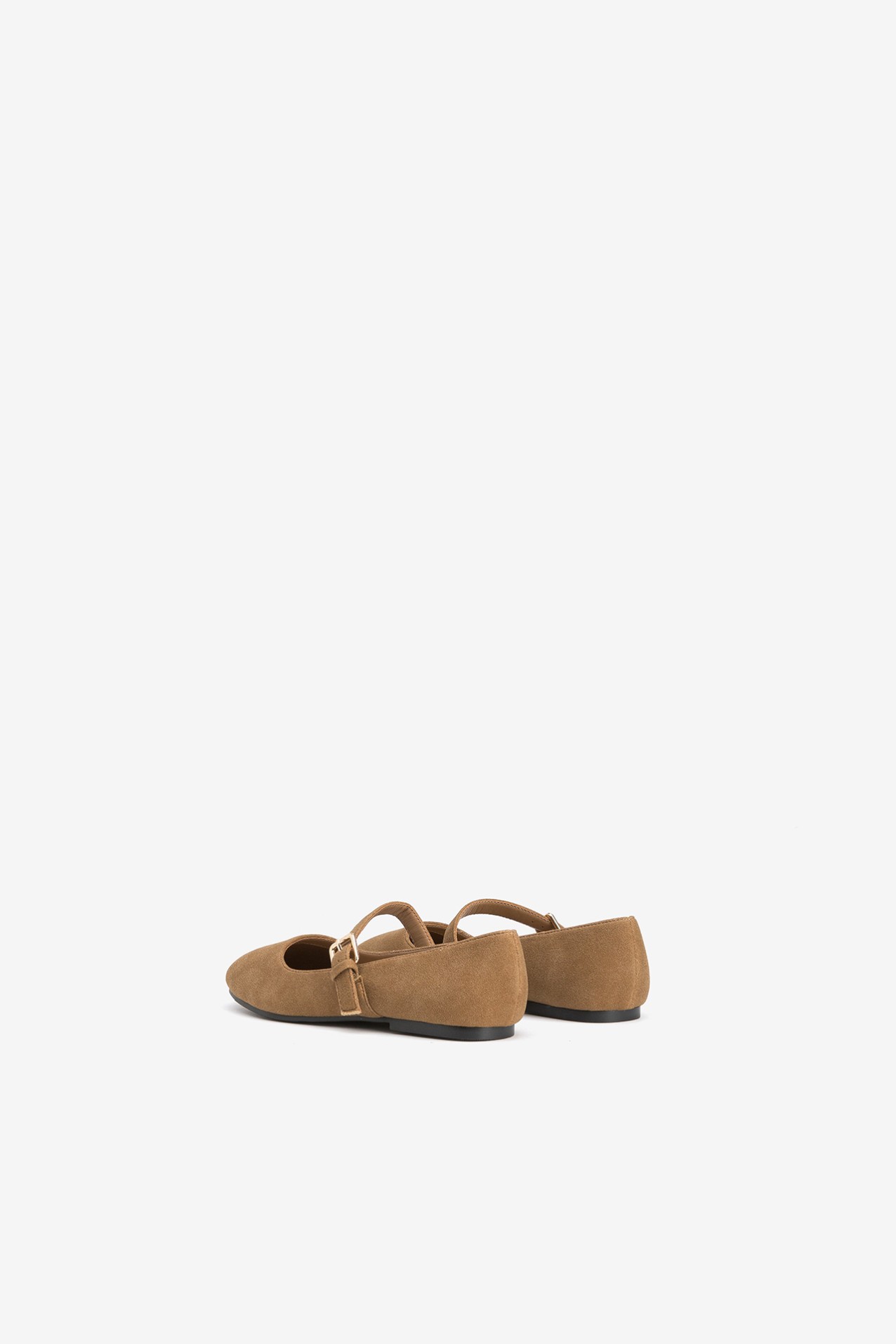 Suede Effect Buckle Flats