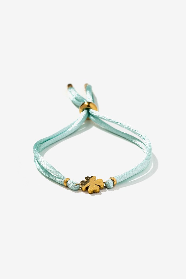 Textile Bracelet with Steel Clover
