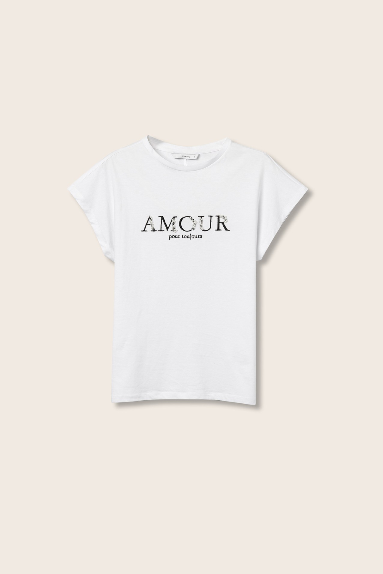 T-shirt Bordada com Missangas