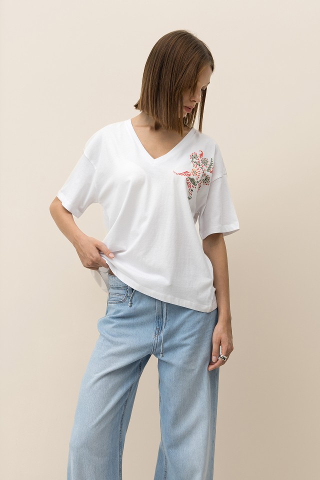 Relaxed Fit T-shirt with Floral Print