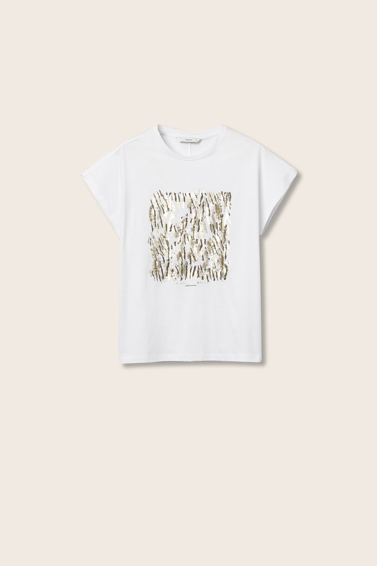 T-Shirt Estampada com Lantejoulas