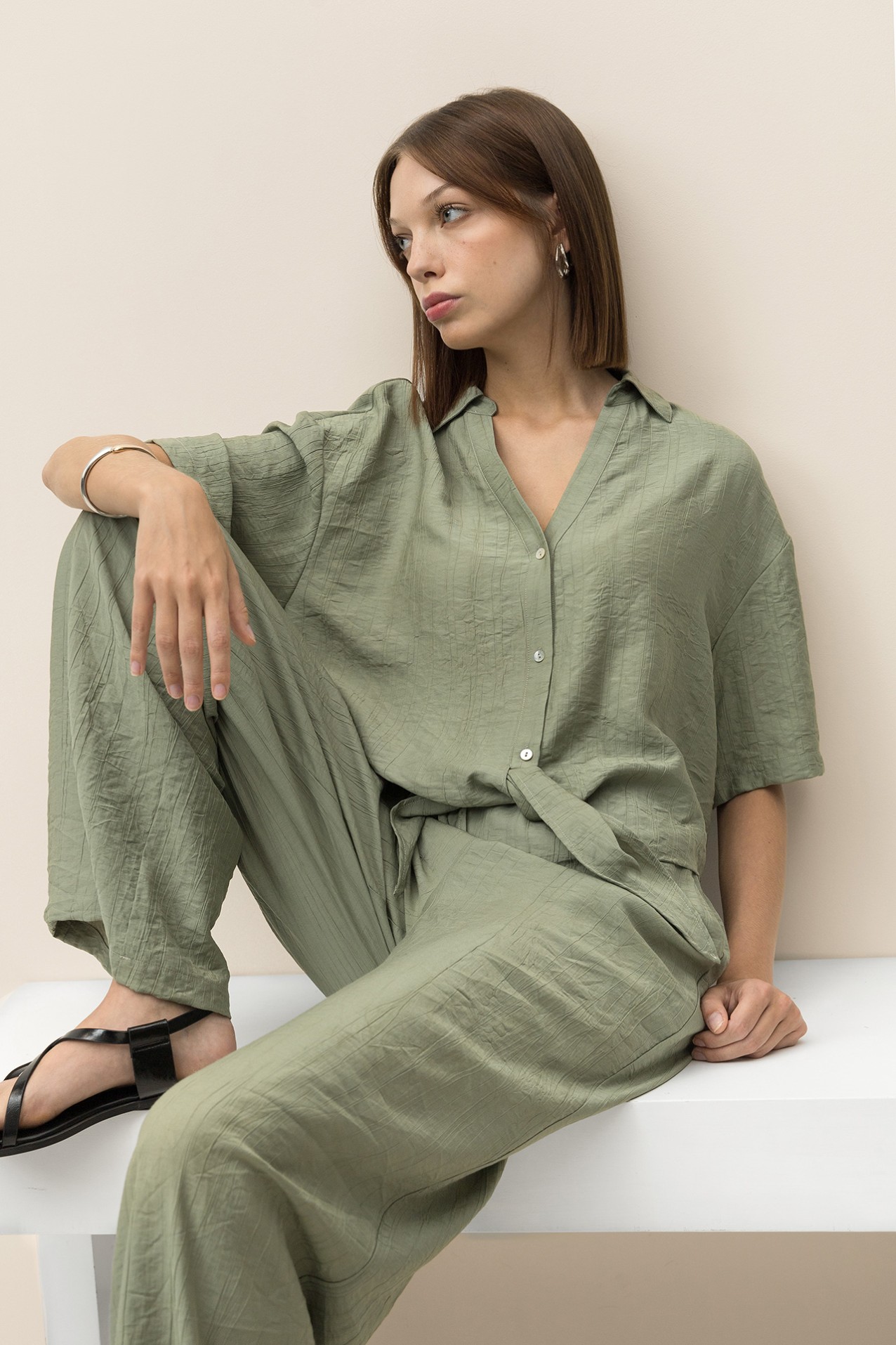 Calas Wide-leg Wrinkled