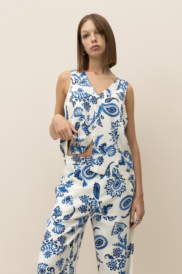 Blusa Colete Estampada