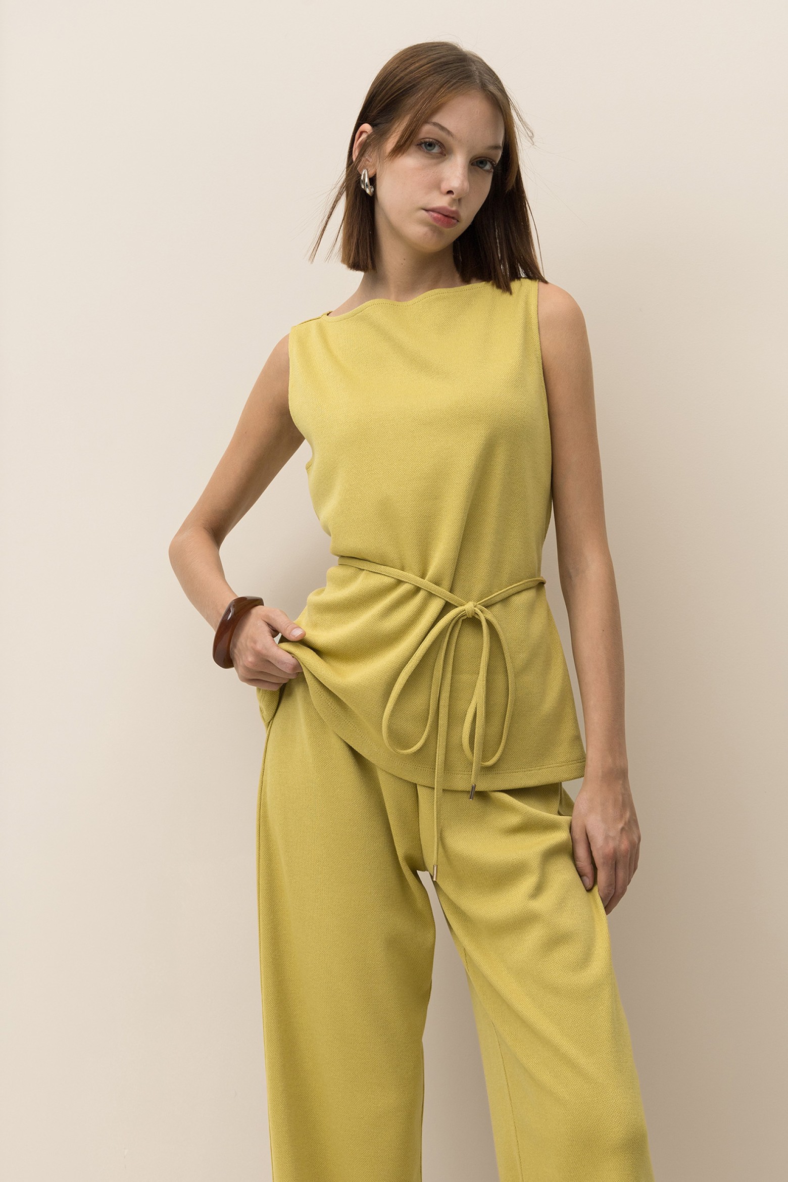 Knit T-Shirt with Drawstrings