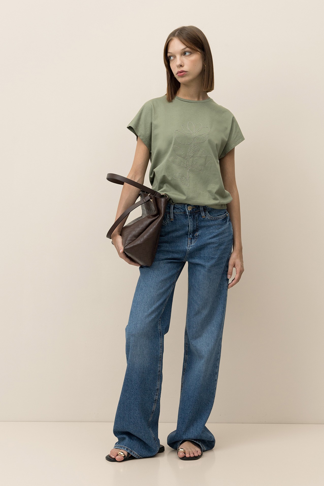 T-shirt with Metallic Embroidery