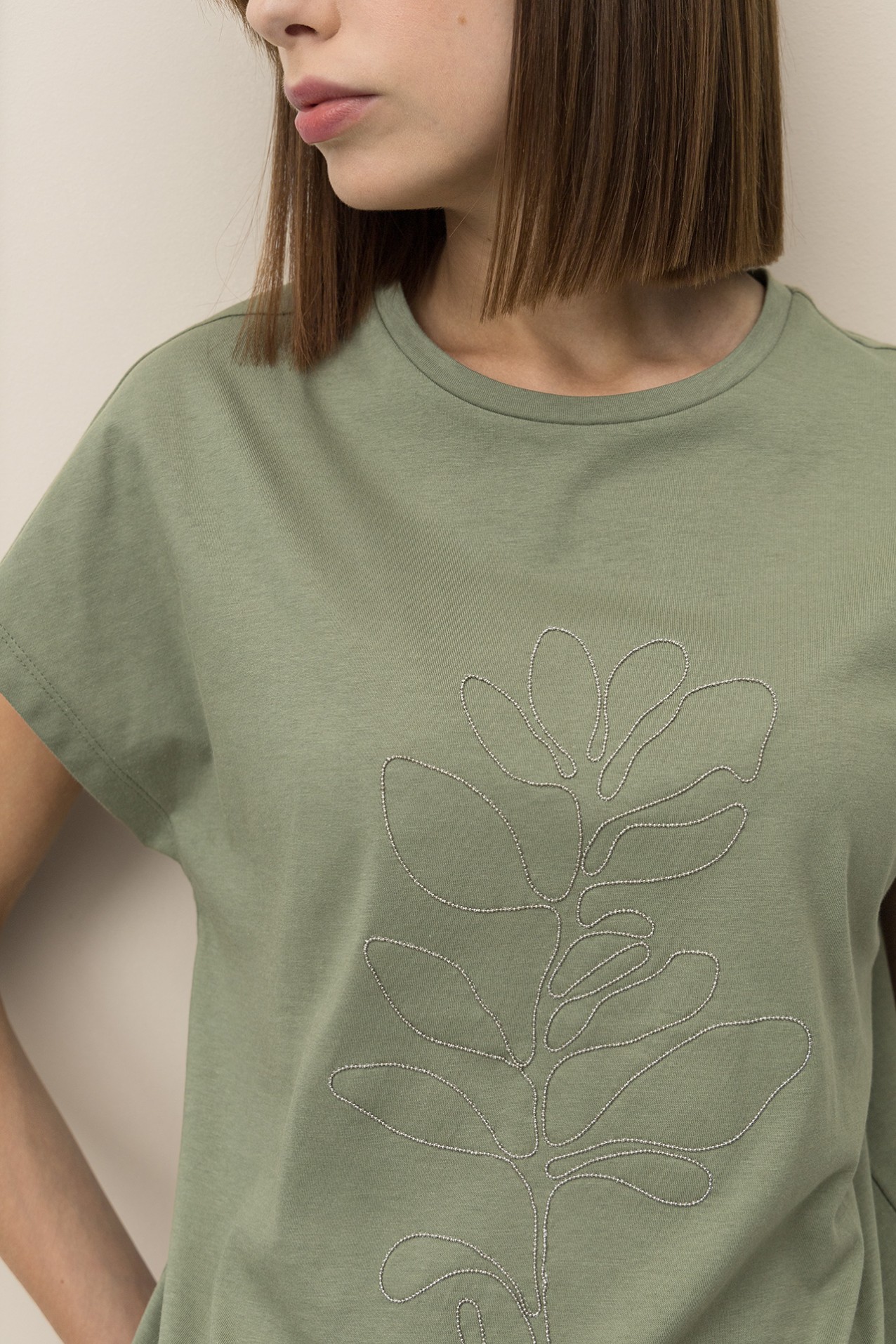 T-shirt with Metallic Embroidery