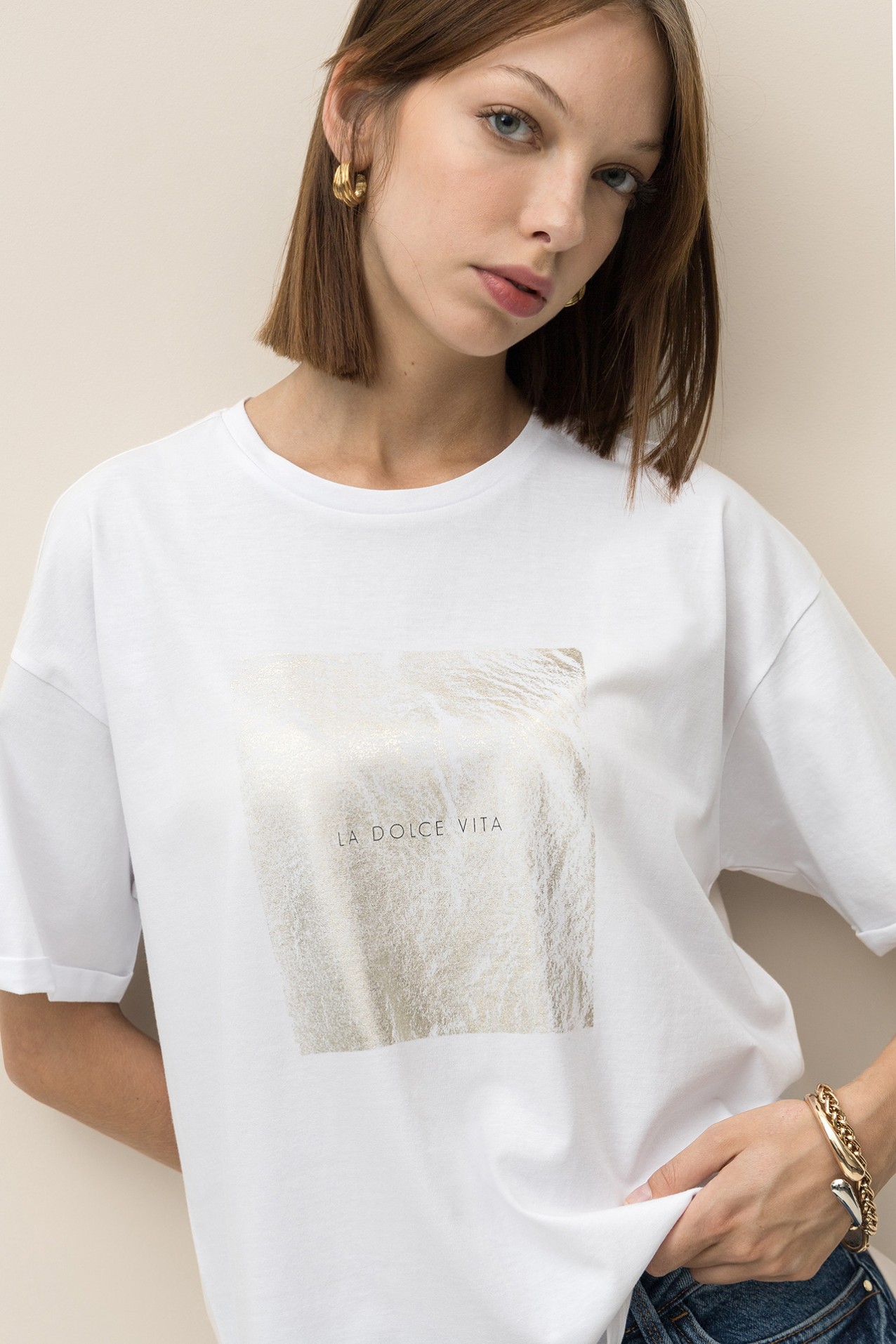 T-Shirt Relaxed Estampado Metlico