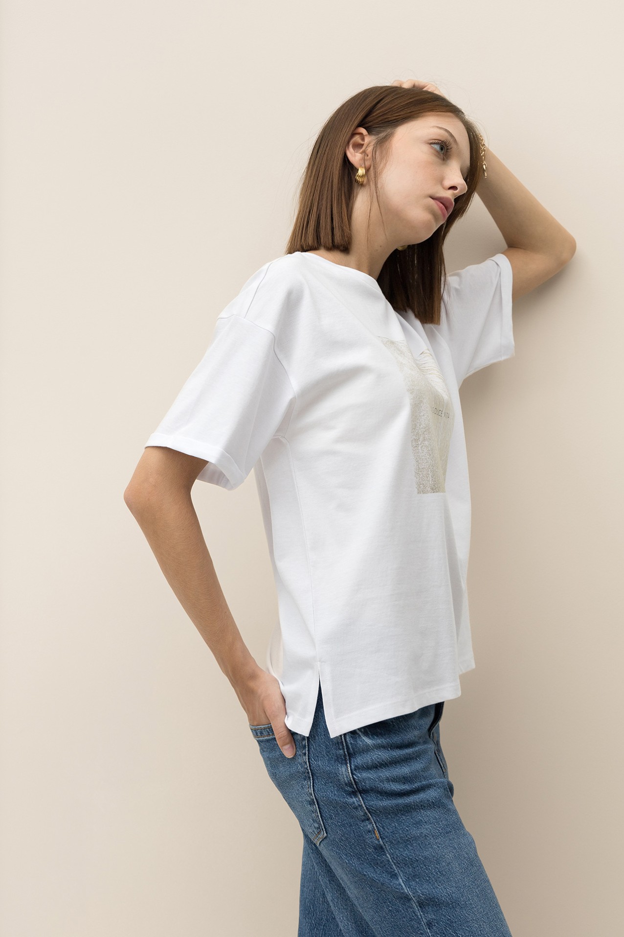 T-Shirt Relaxed Estampado Metlico
