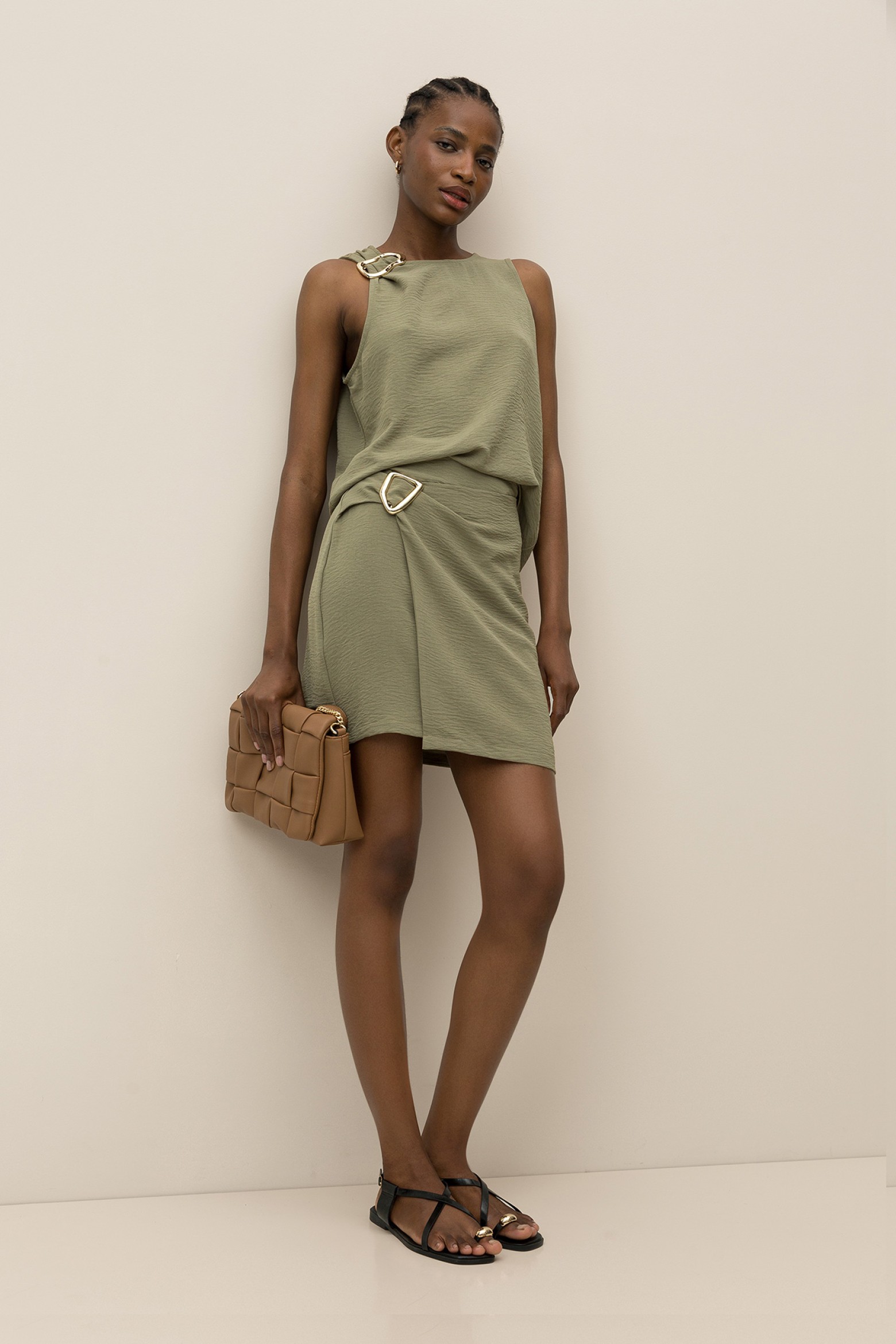 Asymmetric Skirt with Buckle