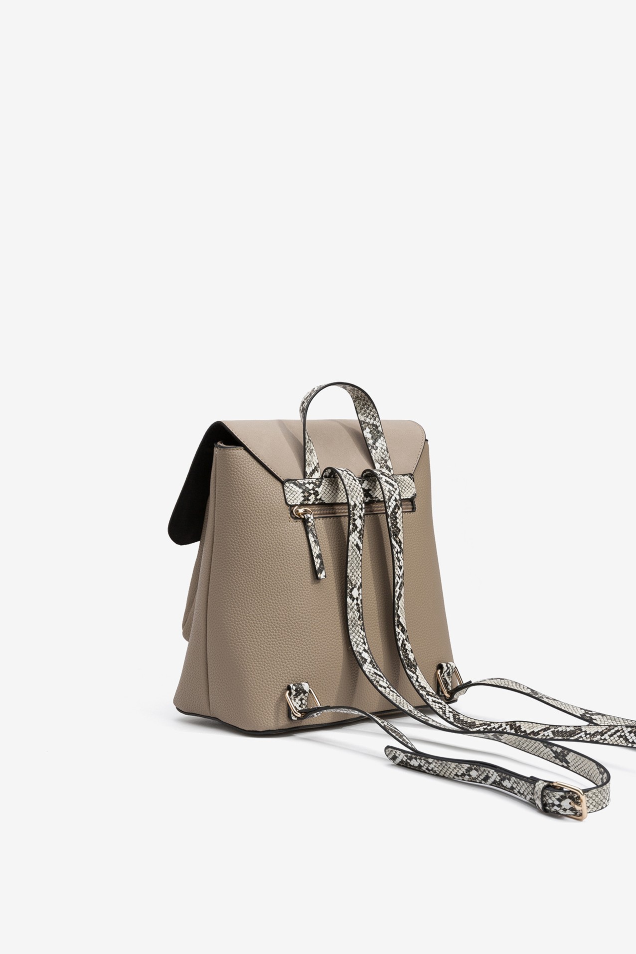 Mixed Faux Leather Bucket Backpack