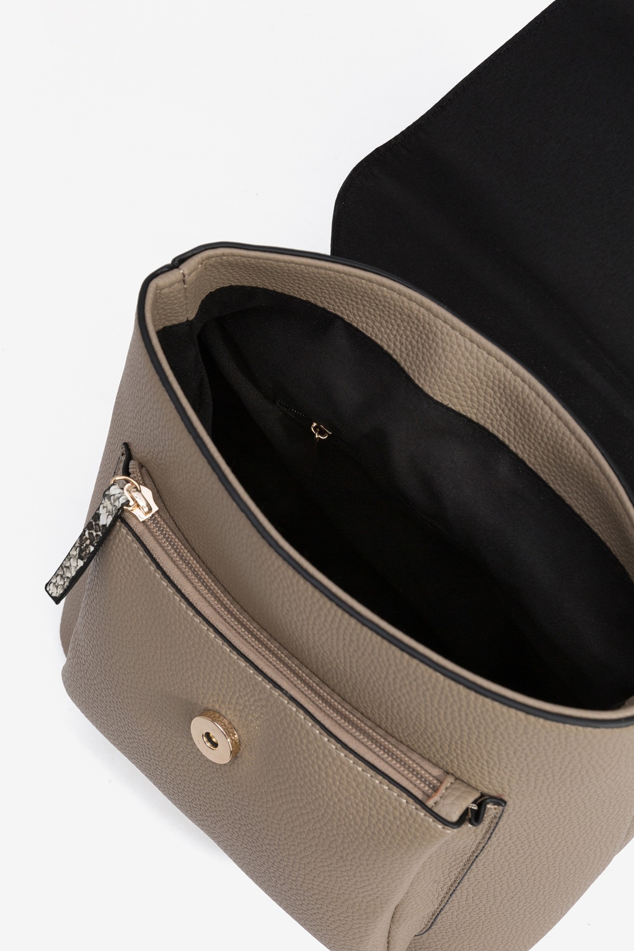 Mixed Faux Leather Bucket Backpack