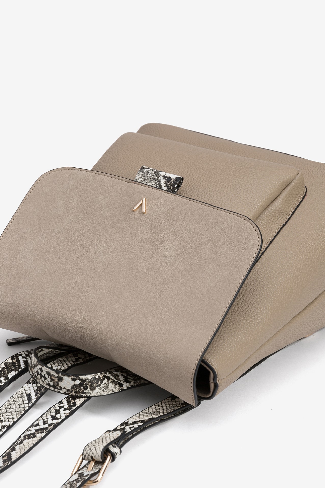 Mixed Faux Leather Bucket Backpack