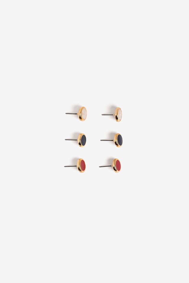 Pack of Tricolor Enameled Earrings