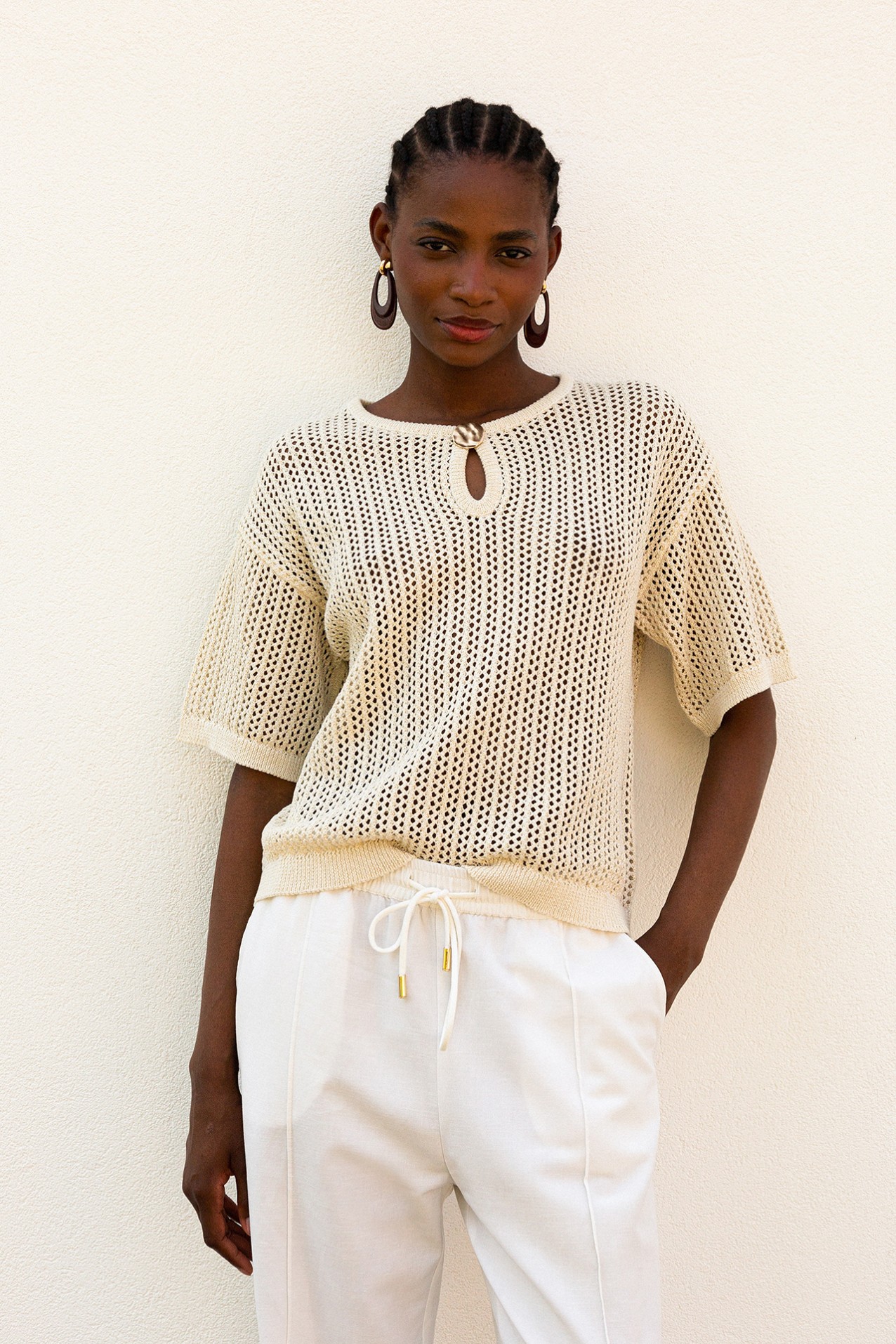 Camisola Tricotada com Boto