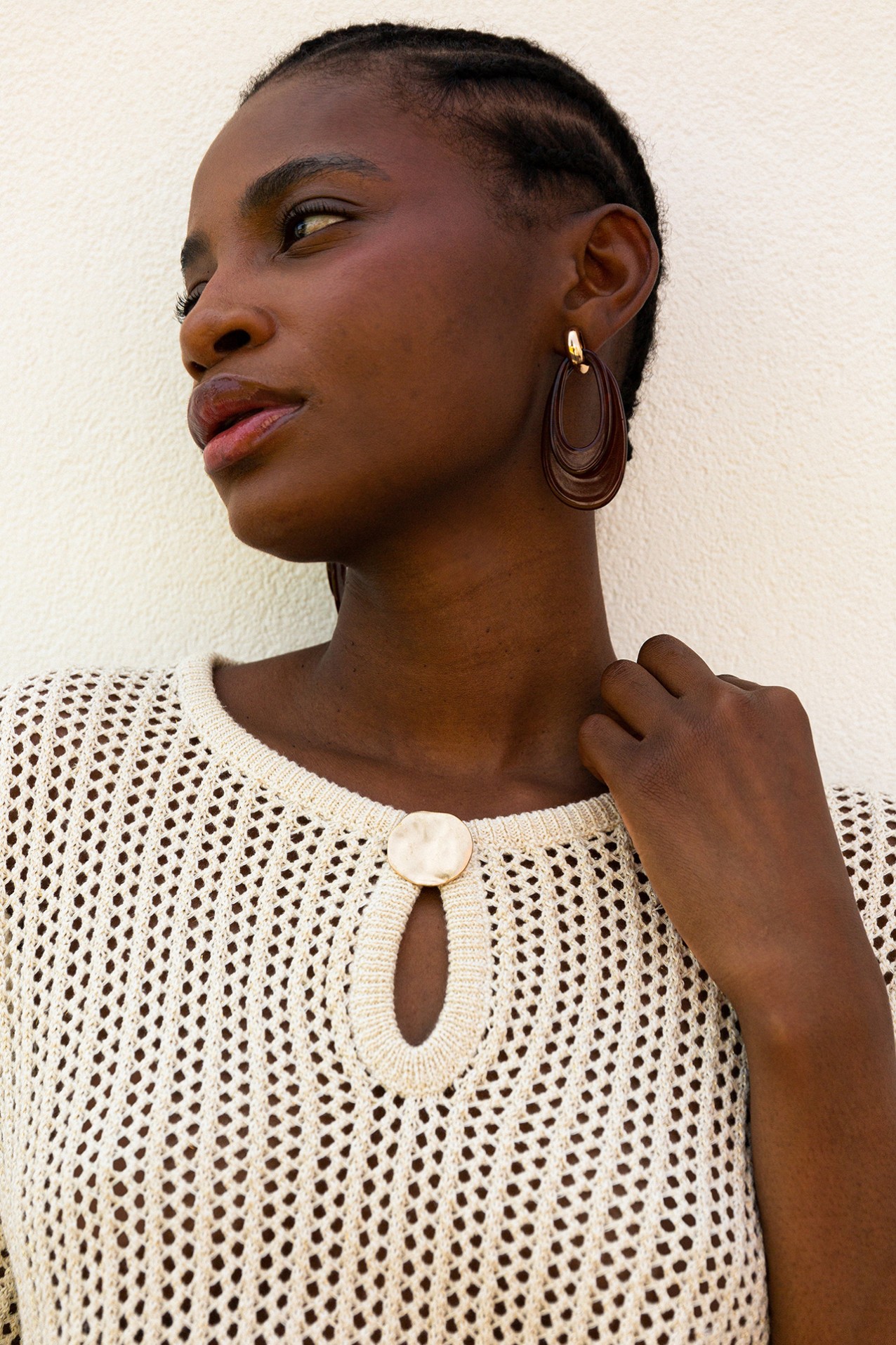 Camisola Tricotada com Boto