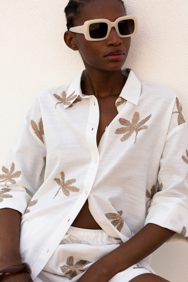 Shirt with Metallic Embroidery