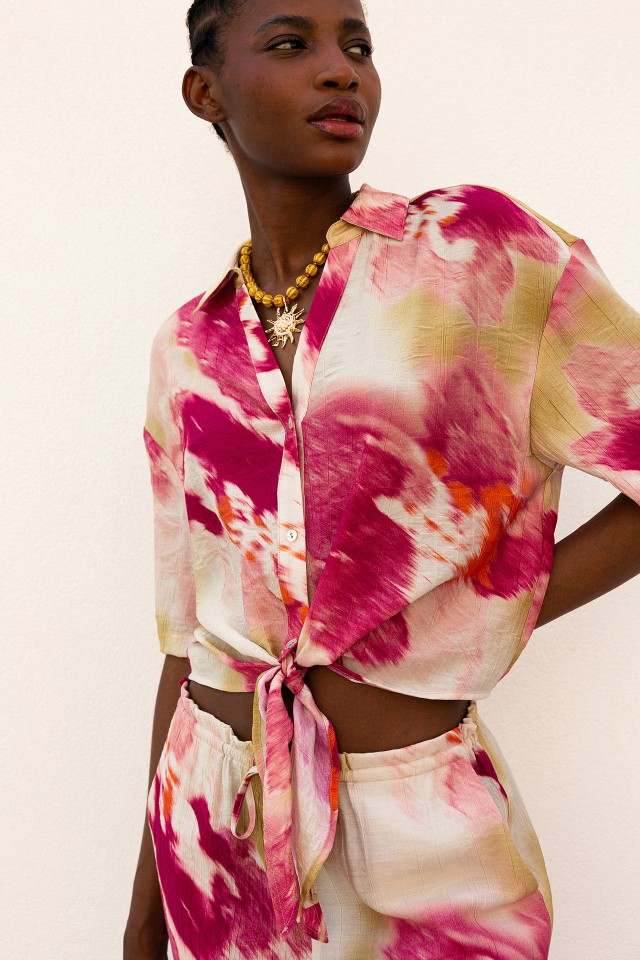 Camisa Cropped Wrinkled