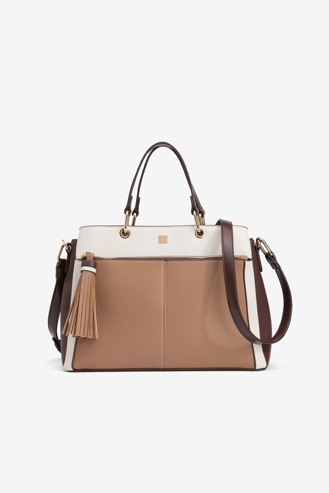 Tricolor Faux Leather City Bag