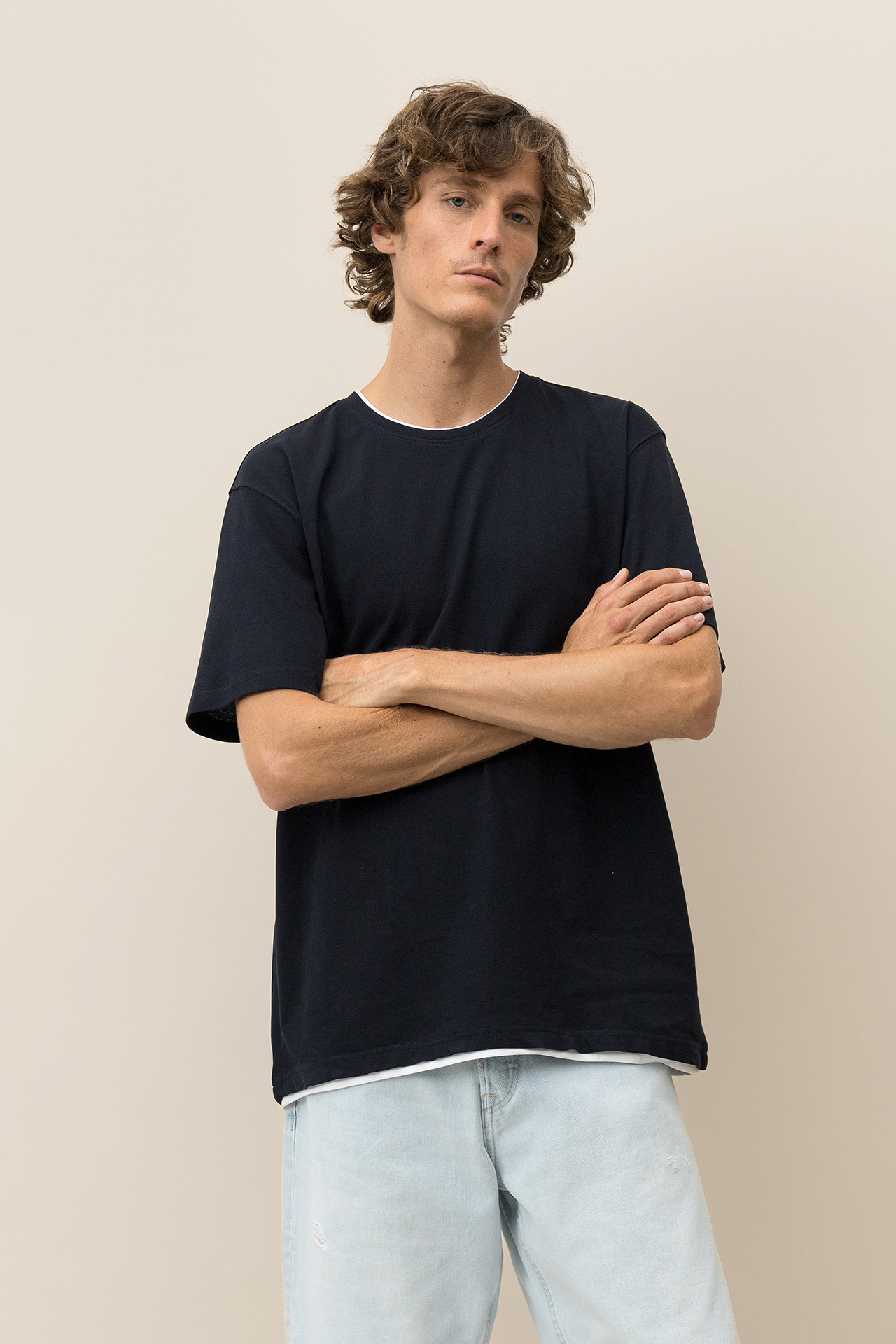 T-shirt de Malha Piquet Combinada