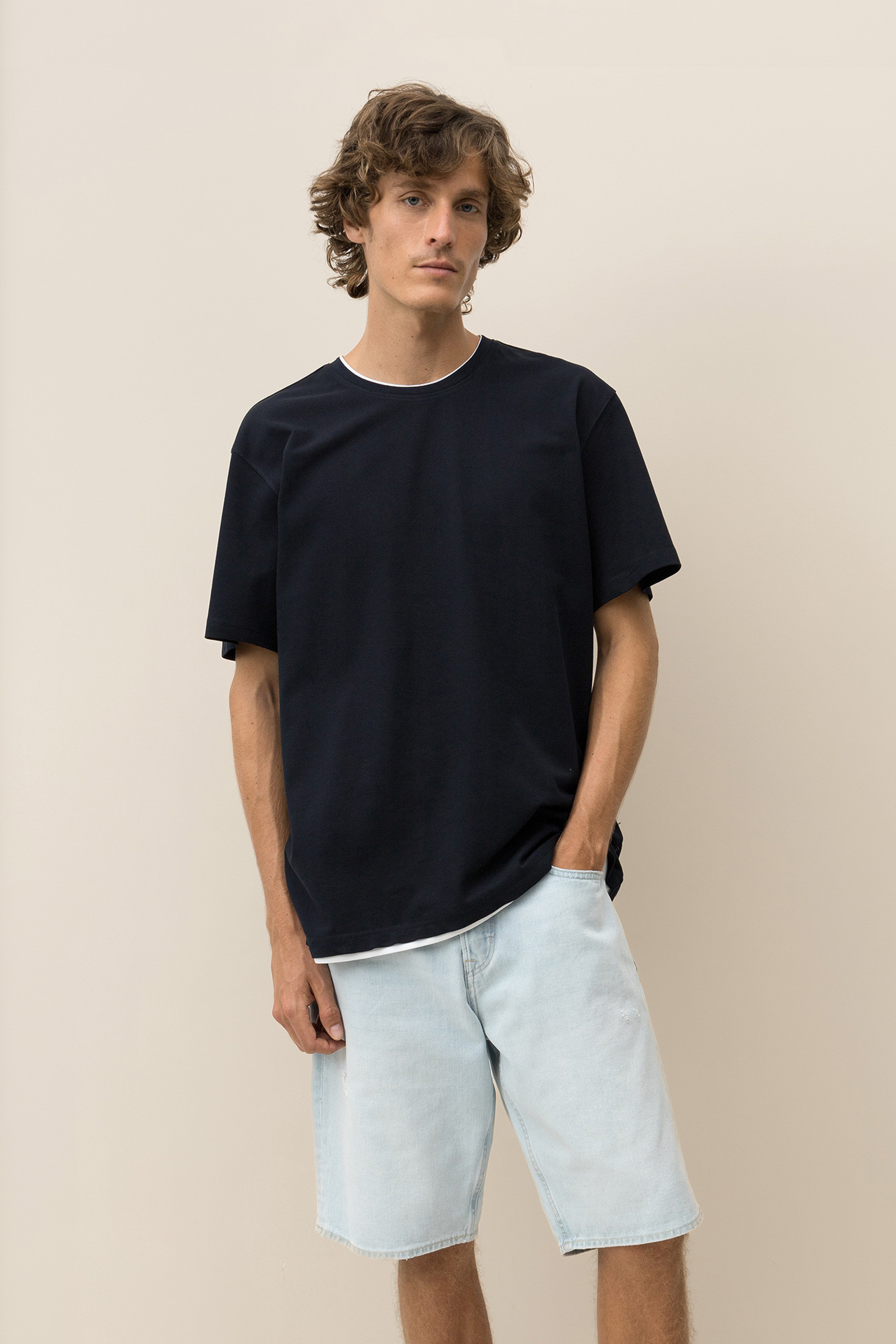 T-shirt de Malha Piquet Combinada